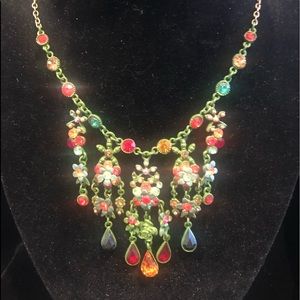 Vintage painted and jeweled necklace, 18”